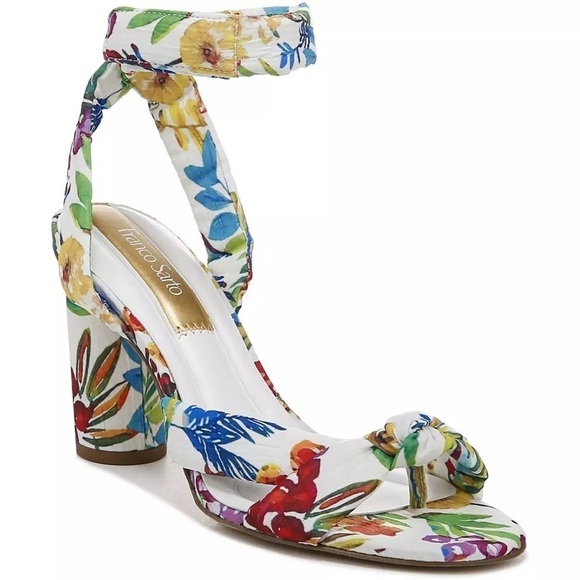Franco Sarto Womens Oma White Multi Open Toe Heels Shoes - Picture 1 of 7